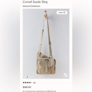 Free People suede, sling bag in bone color.